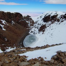 The crater of Licancabur with the frozen lake